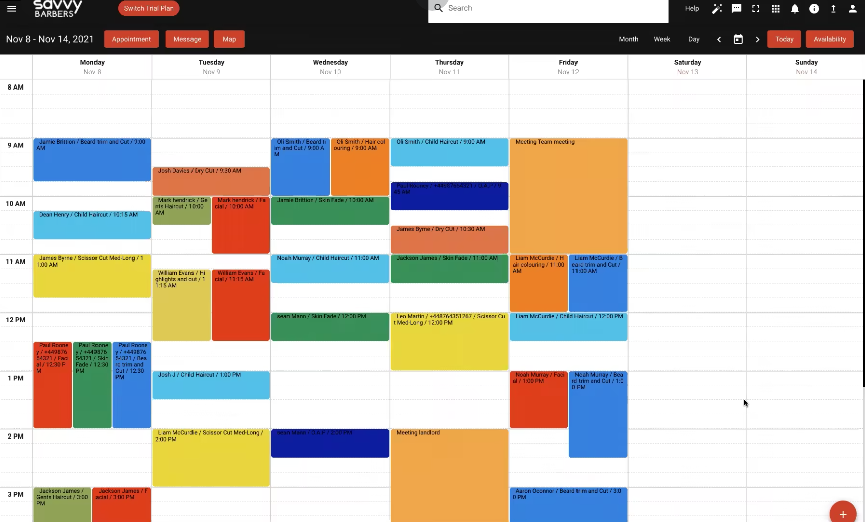 screenshot of Savvy Barbers